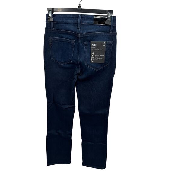 PAIGE CINDY High Rise Ankle Straight Dark Wash Denim Jean in Sussex // 0 - Picture 10 of 15
